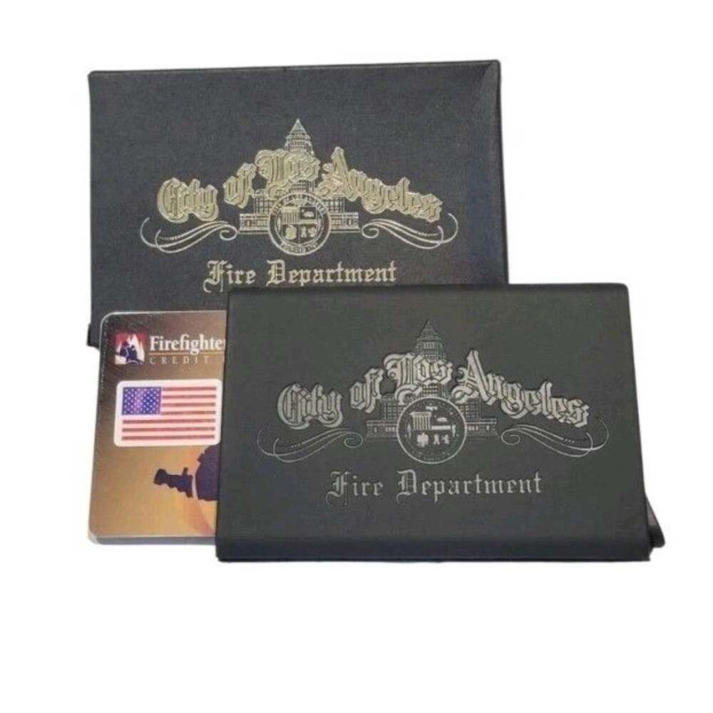 Leather LA City Logo Fire Department Money Clip Credit Card Holder Wallet  RFID